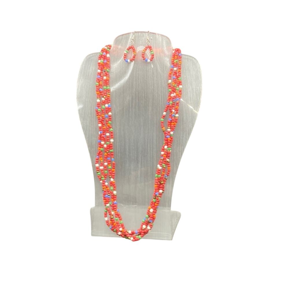 Red Maasai Multi Strand Beads-Standard Length